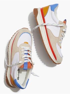 Madewell Colorblock Retro Runner Sneakers - White, Beige, Blue, Red, Orange